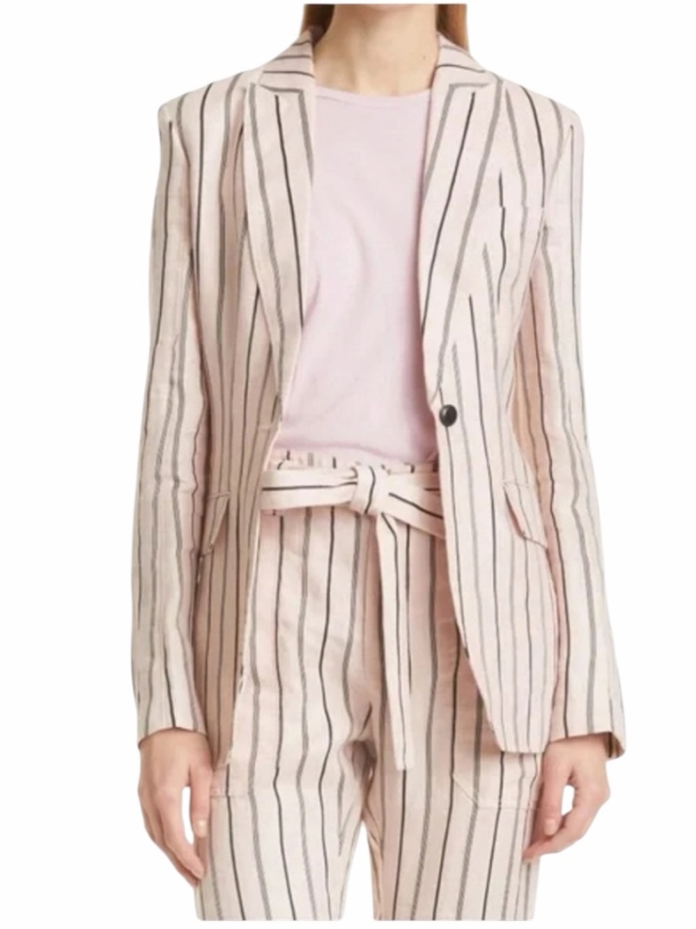 Rag & Bone - Claudia Pink Black Striped Linen Blazer Sz 4